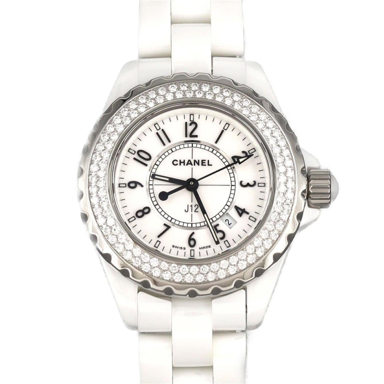 Wristwatch Chanel: Wristwatch Chanel A pre-owned Chanel wristwatch in stunning white ceramic, boasting a sleek 33mm case and matching band, perfect for adding an elegant touch to any outfit. With its classic design and