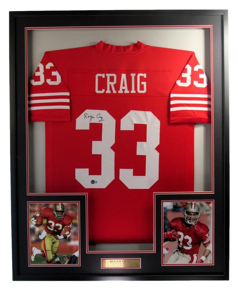205114 Roger Craig Autographed San Francisco 49ers Jersey Framed Beckett: 205114 Roger Craig Autographed San Francisco 49ers Jersey Framed Beckett Get ready to show off your team spirit with the authentic autograph of Roger Craig, the legendary running back who wore the red