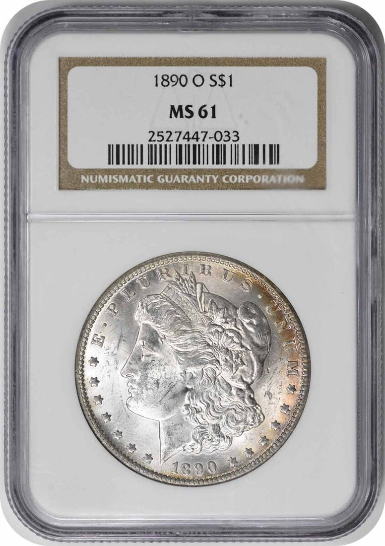 NGC 1890-O Morgan Silver Dollar MS61: NGC 1890-O Morgan Silver Dollar MS61 Experience the majesty of the 1890-O Morgan Silver Dollar, certified MS61 by the Numismatic Guaranty Corporation (NGC). This stunning coin boasts a rich history, f