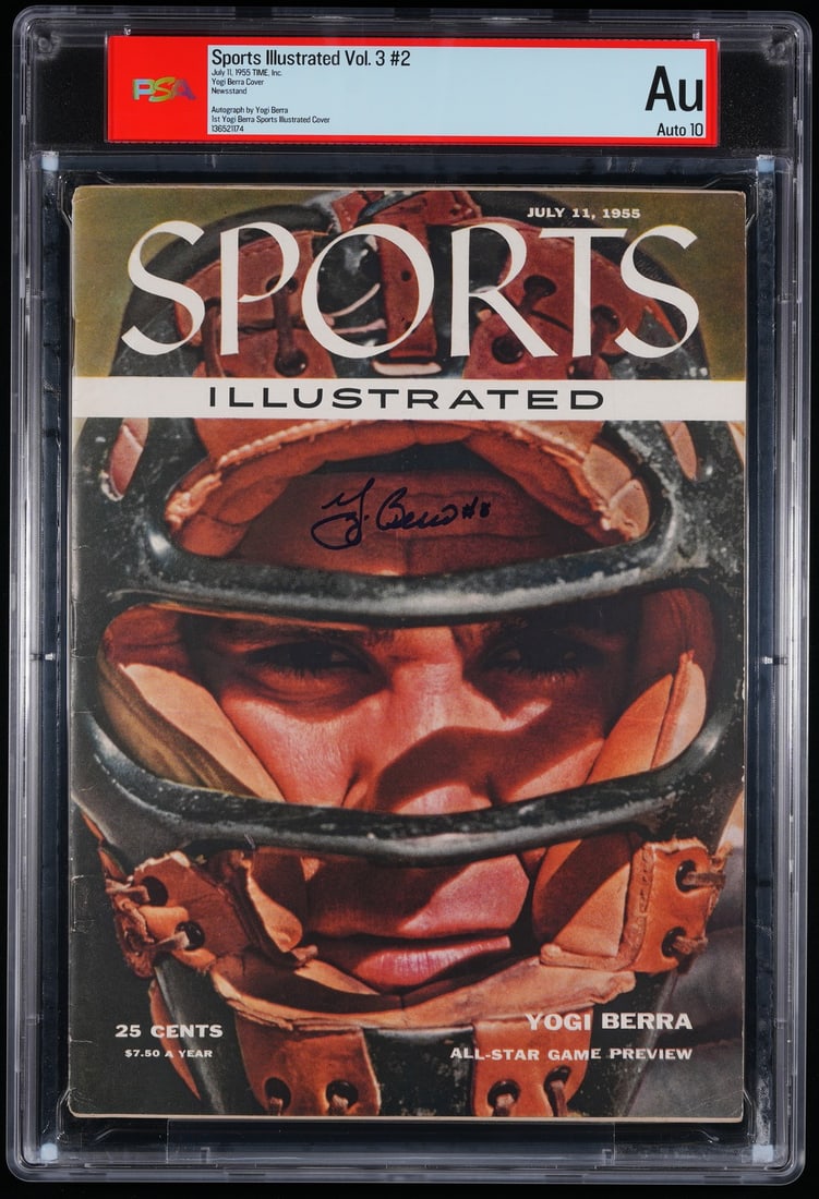 DNA Yogi Berra HOF Signed 1955 Sports Illustrated Magazine NO LABEL AUTO 10 PSA/: DNA Yogi Berra HOF Signed 1955 Sports Illustrated Magazine NO LABEL AUTO 10 PSA/ Get ready to relive the iconic moment when one of baseball's greatest legends, Yogi Berra, was immortalized on the cove