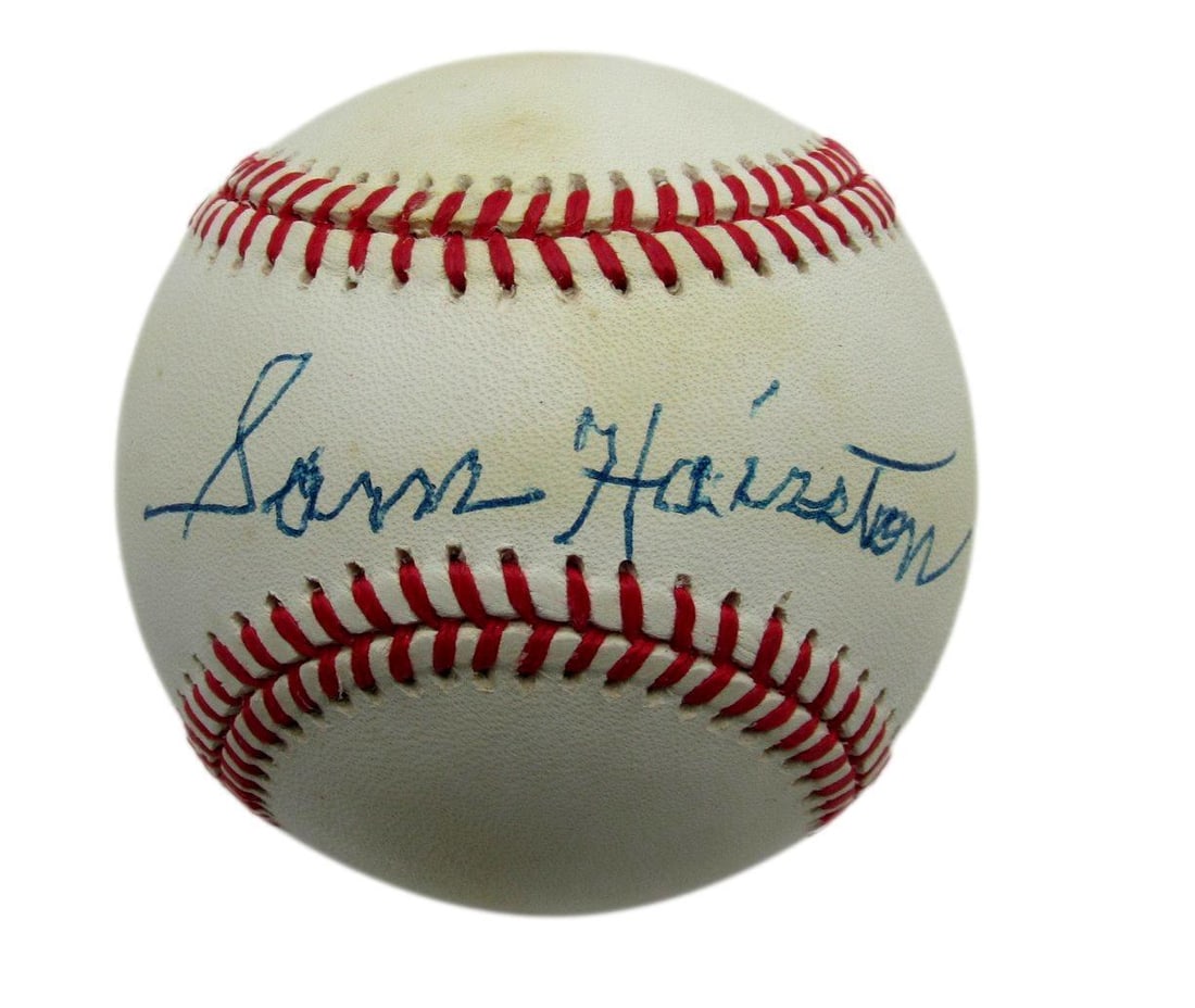 180565 Sam Hairston Autographed OAL Baseball Negro League White Sox JSA: 180565 Sam Hairston Autographed OAL Baseball Negro League White Sox JSA Get ready to own a piece of baseball history with this autographed OAL Baseball from Sam Hairston, signed by the legendary playe