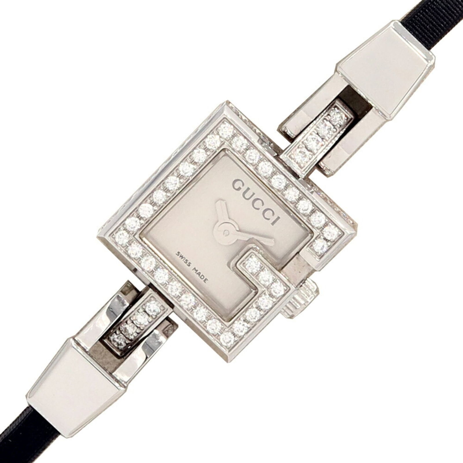 Wristwatch Gucci: Wristwatch Gucci A sleek and sophisticated Gucci wristwatch, this silver-studded timepiece boasts a stainless steel case and leather strap for a chic, high-end look. With its classic design and premiu