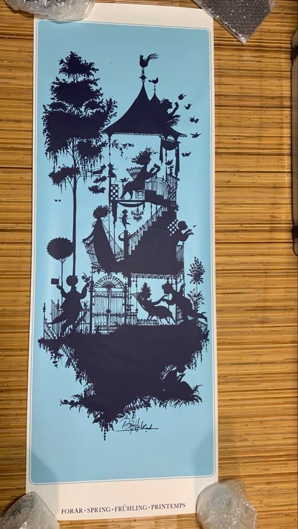 Vintage Bjorn Wiinblad Autumn Poster - 140x50cm Danish Silhouette Art: Vintage Bjorn Wiinblad Autumn Poster - 140x50cm Danish Silhouette Art Experience the timeless elegance of Danish Art Deco with this stunning vintage poster by Bjorn Wiinblad, capturing the essence of