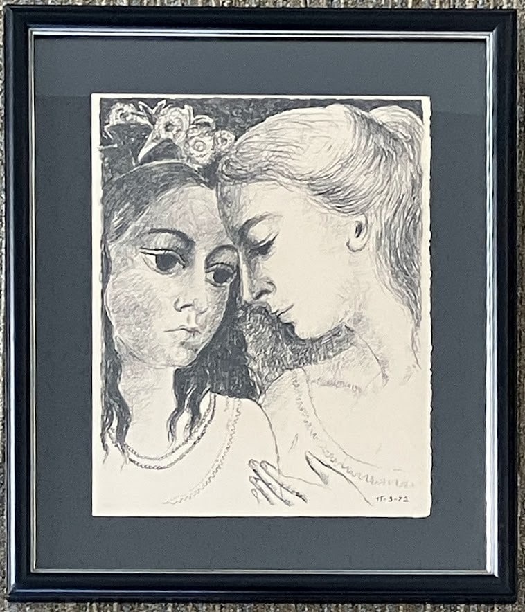 Framed Paul Delvaux Original Lithograph 1972 Confiance Two Women Surrealism: Framed Paul Delvaux Original Lithograph 1972 Confiance Two Women Surrealism Experience the dreamlike world of Belgian surrealist Paul Delvaux with this stunning original lithograph, Confiance Two Wome