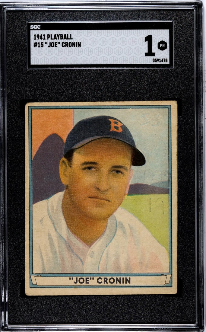 1 Joe Cronin 1941 Playball SGC: 1 Joe Cronin 1941 Playball SGC Rarity alert! This Joe Cronin 1941 Playball is a highly sought-after collectible, graded by the Sports Collectors Guild (SGC) for authenticity and condition. As one of t
