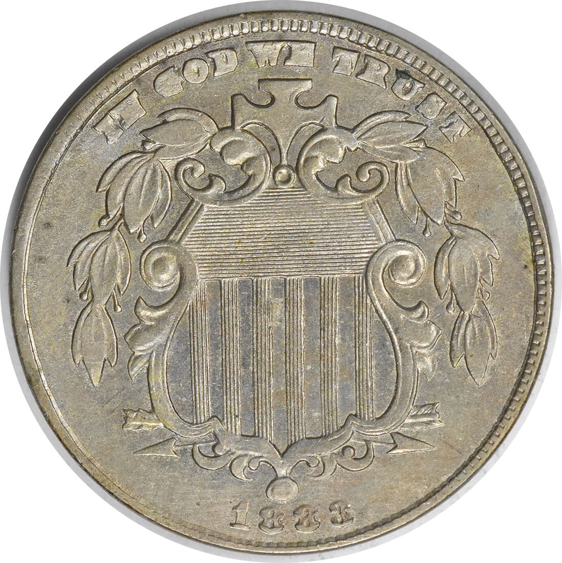 Uncertified 1883 Shield Nickel: Uncertified 1883 Shield Nickel Experience the rich history of America's coinage with this 1883 Shield Nickel, featuring James Barton Longacre's iconic shield design and a striking copper-nickel compos