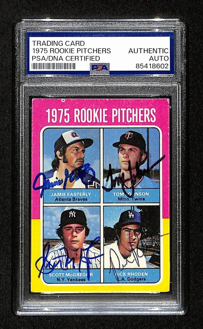 Easterly, Johnson & McGregor Rhoden 1975 Topps RC Card #618 (PSA/ DNA 195200): Easterly, Johnson & McGregor Rhoden 1975 Topps RC Card #618 (PSA/ DNA 195200) Rarity seekers, rejoice! The Easterly, Johnson & McGregor Rhoden 1975 Topps RC Card #618 is a highly sought-after gem for
