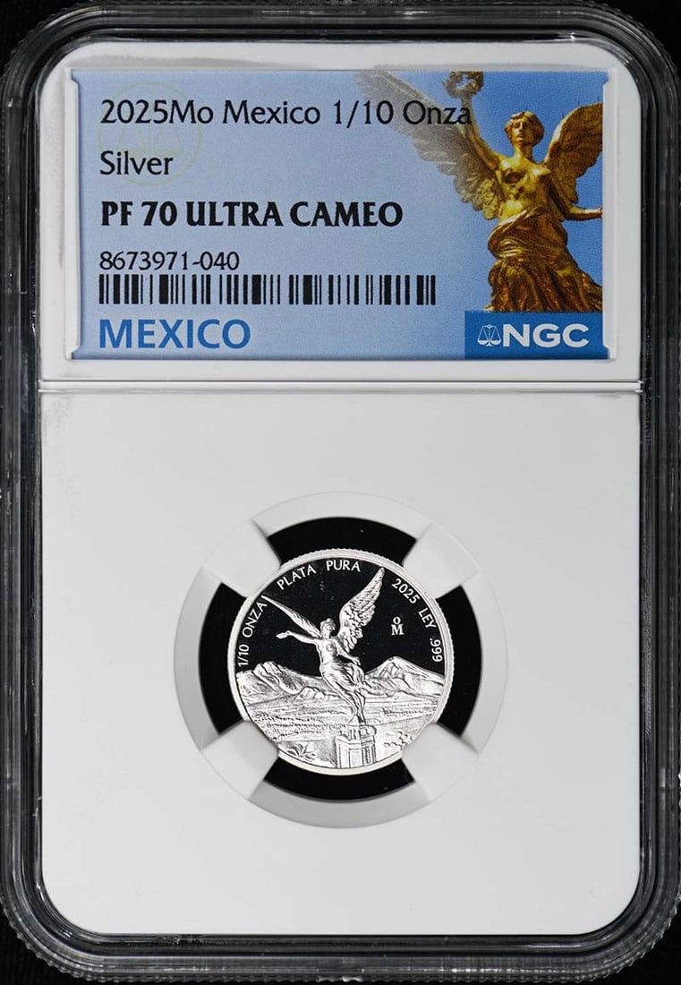 1500 2025 Mo Mexico 1/ 10 Onza Libertad Silver NGC PF70UC Low Mintage: 1500 2025 Mo Mexico 1/ 10 Onza Libertad Silver NGC PF70UC Low Mintage The 2025 Mexico 1/10 Onza Libertad Silver coin is a highly sought-after collector's item, boasting an extremely low mintage and a