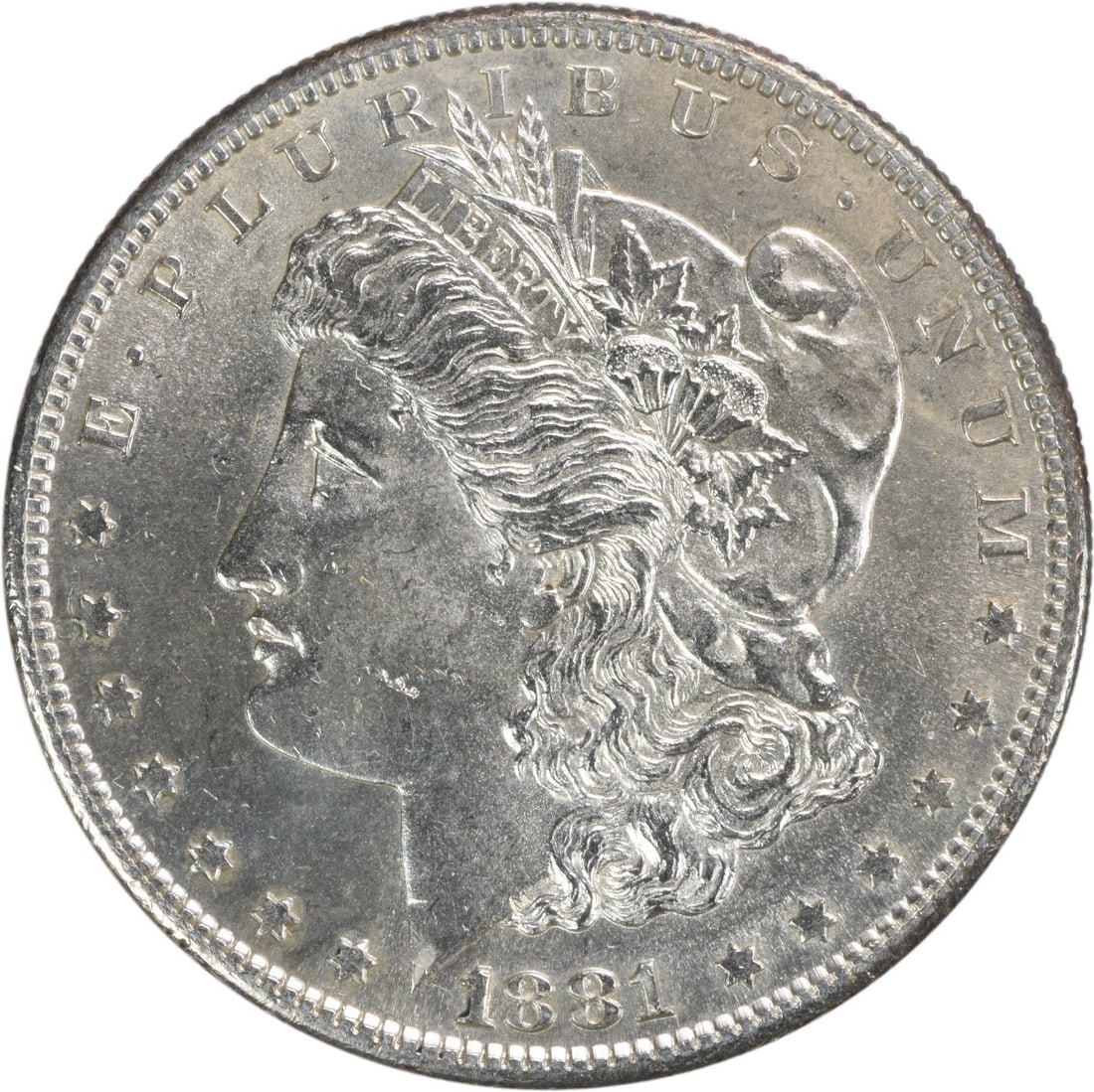 1881-S Morgan Silver Dollar - Choice BU Uncertified: 1881-S Morgan Silver Dollar - Choice BU Uncertified Experience the majesty of the 1881-S Morgan Silver Dollar, a true classic in American numismatics. This Choice BU Uncertified coin boasts stunning s