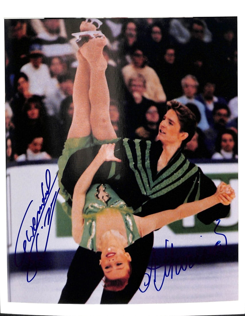 Gwendal Peizerat & Marina Anissina 2002 Gold Signed 8x10 Photo (180427): Gwendal Peizerat & Marina Anissina 2002 Gold Signed 8x10 Photo (180427) Meet the Olympic power couple! This stunning 8x10 photo of Gwendal Peizerat and Marina Anissina, gold medalists in the 2002 Wint