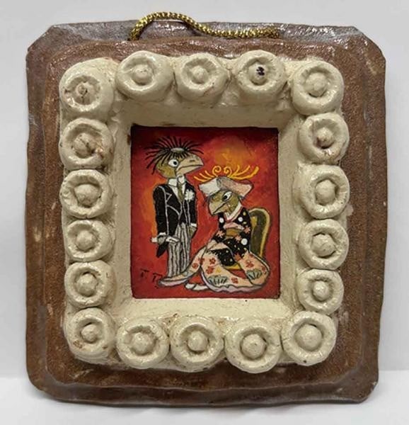 text Takeo Takei hand painting miniature kappa wedding outfits creature Japanese: text Takeo Takei hand painting miniature kappa wedding outfits creature Japanese Delicate and intricately painted, this miniature kappa wedding outfit is a rare glimpse into traditional Japanese folk