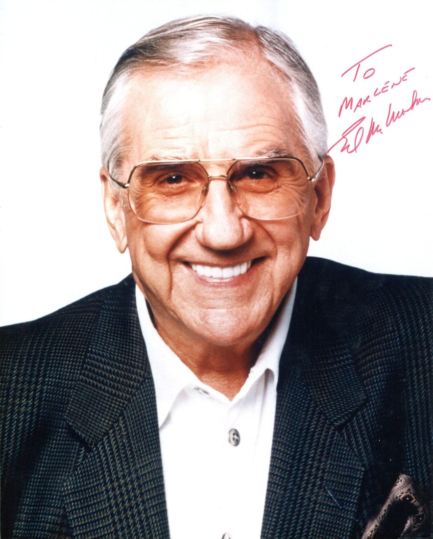 Photo Ed McMahon Autographed Color 8x10: Photo Ed McMahon Autographed Color 8x10 Meet the iconic Ed McMahon, signed in bold red ink across his stunning color 8x10 photo. Authenticated by renowned expert Rich Altman and backed by a Certificat