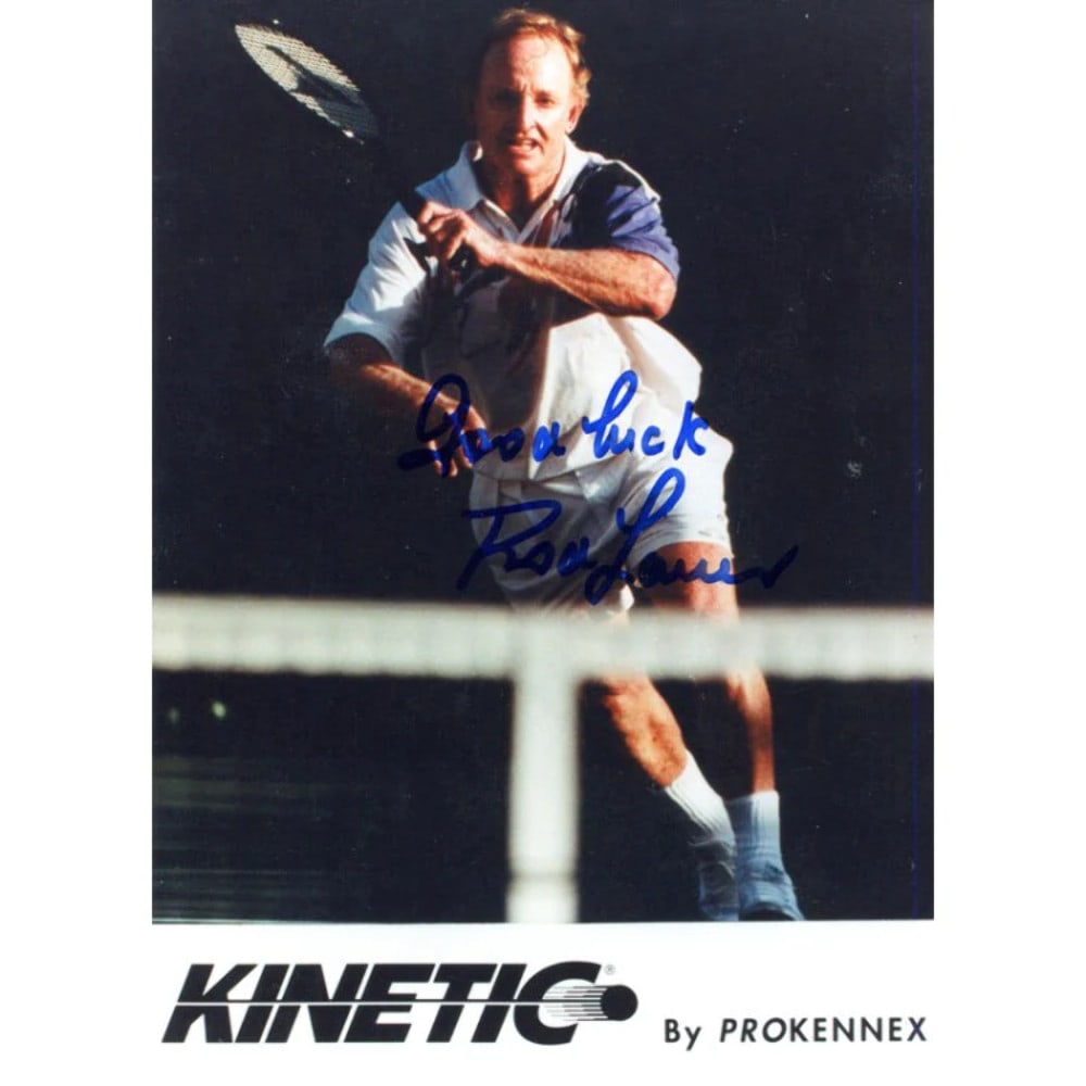 Photo Rod Laver Autographed 5x7: Photo Rod Laver Autographed 5x7 Meet the ultimate tennis enthusiast's treasure - a rare, 5x7 photo of the legendary Rod Laver, signed in blue sharpie by the man himself! This unique piece is a must-ha