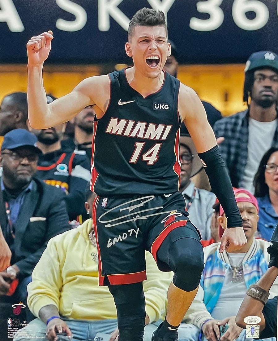 Tyler Herro '6MOY' Autographed 16x20 Photo (JSA): Tyler Herro '6MOY' Autographed 16x20 Photo (JSA) Get ready to showcase your love for the Miami Heat with an authentic piece of basketball history! This Tyler Herro '6MOY' autographed 16x20 photo, auth