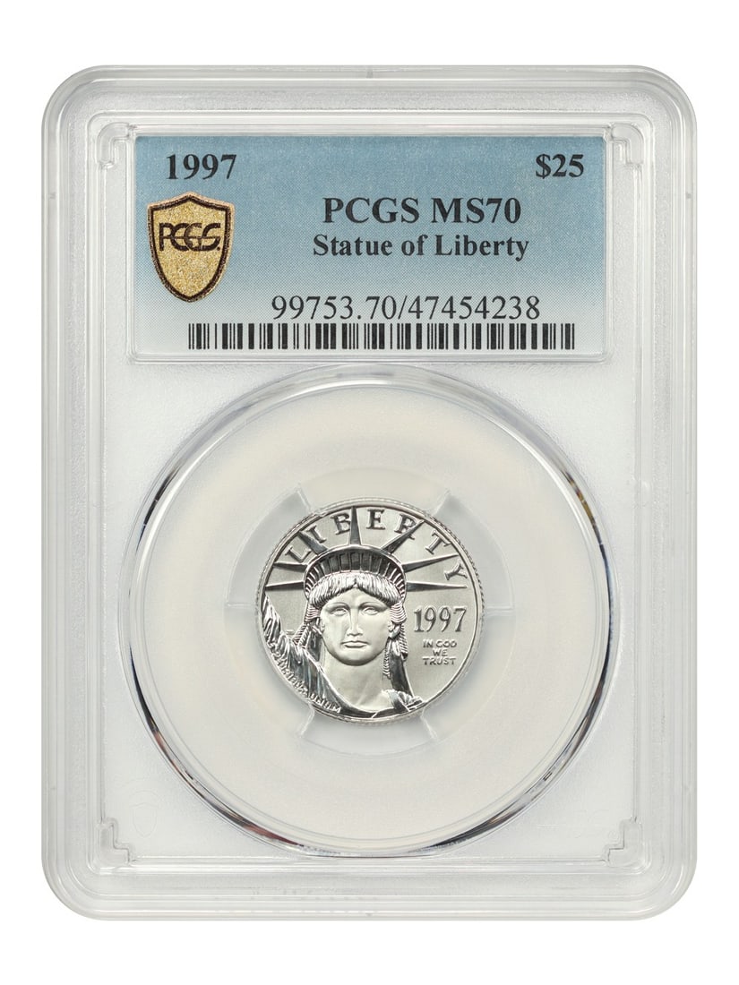 PCGS MS70 Statue of Liberty, 1997: PCGS MS70 Statue of Liberty, 1997 Get ready to own a piece of American history with this stunning PCGS MS70 Platinum Eagle, featuring the iconic Statue of Liberty design from 1997. Certified by the pr