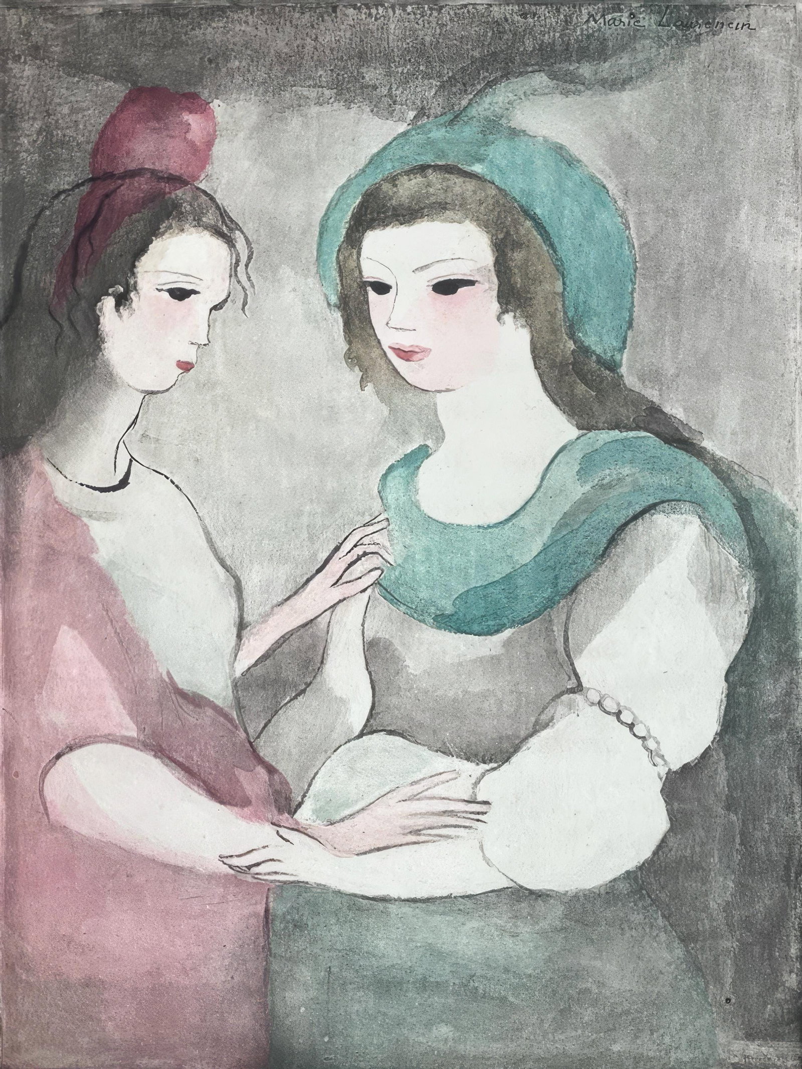 Marie Laurencin, Untitled (Dialogue on Dance), 1949 Engraving: Marie Laurencin, Untitled (Dialogue on Dance), 1949 Engraving Marie Laurencin's 1949 engraving, Sans titre (Untitled), is a masterful example of lyrical modernism, featuring fluid lines and harmonious