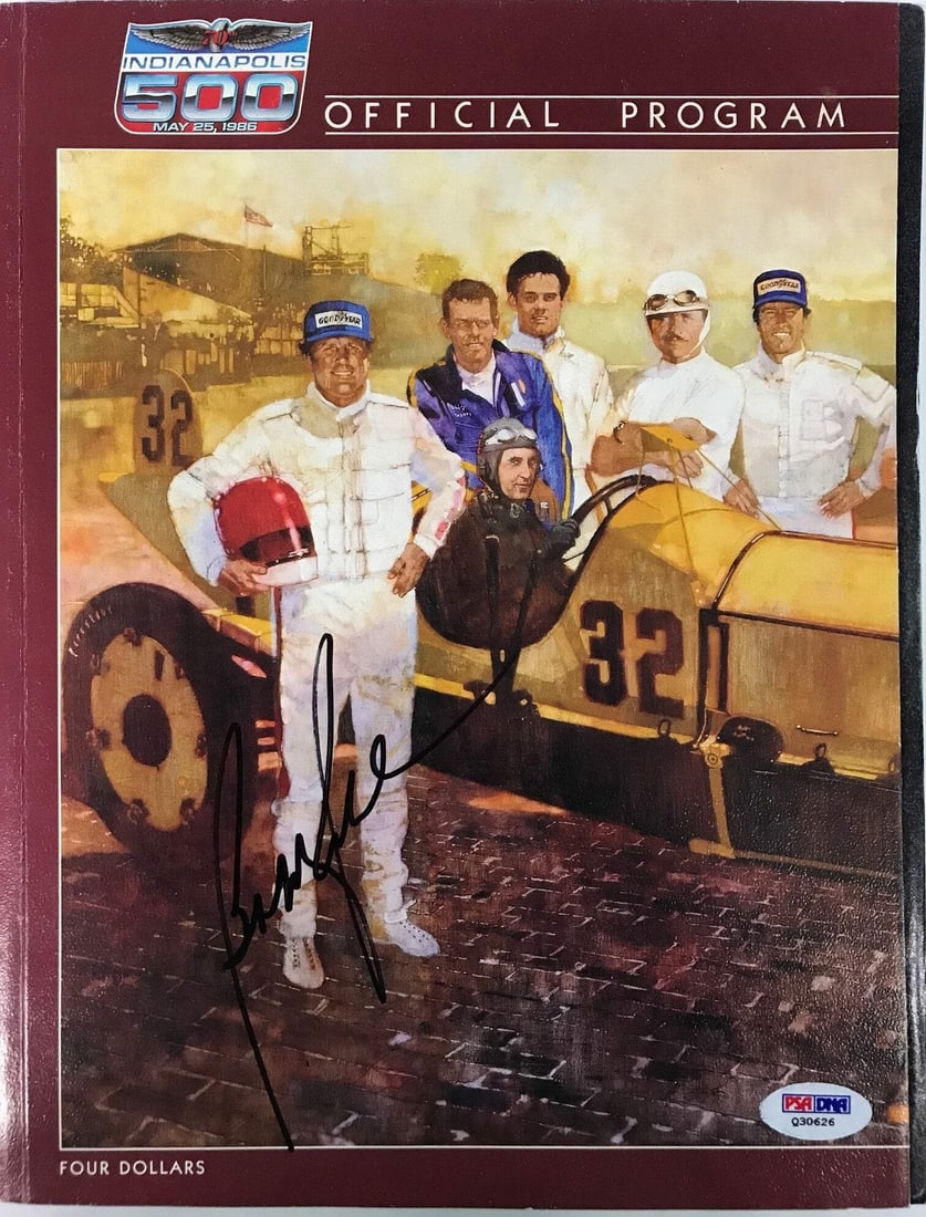 (PSA) Bobby Rahal Signed Indianapolis 500 Program May 25 1986: (PSA) Bobby Rahal Signed Indianapolis 500 Program May 25 1986 Get ready to relive the thrill of the 1986 Indianapolis 500 with this unique signed program, authenticated by the prestigious Professional