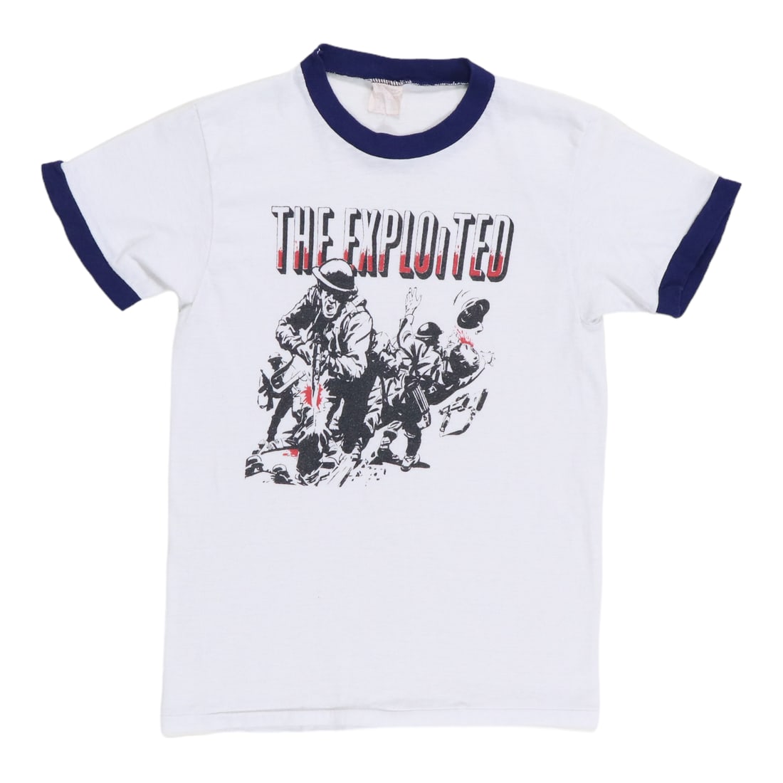Shirt 1981 The Exploited Army Life: Shirt 1981 The Exploited Army Life Score the ultimate piece of punk rock history with this vintage 1981 The Exploited Army Life shirt, featuring a crisp white color and classic collar-to-hem design.