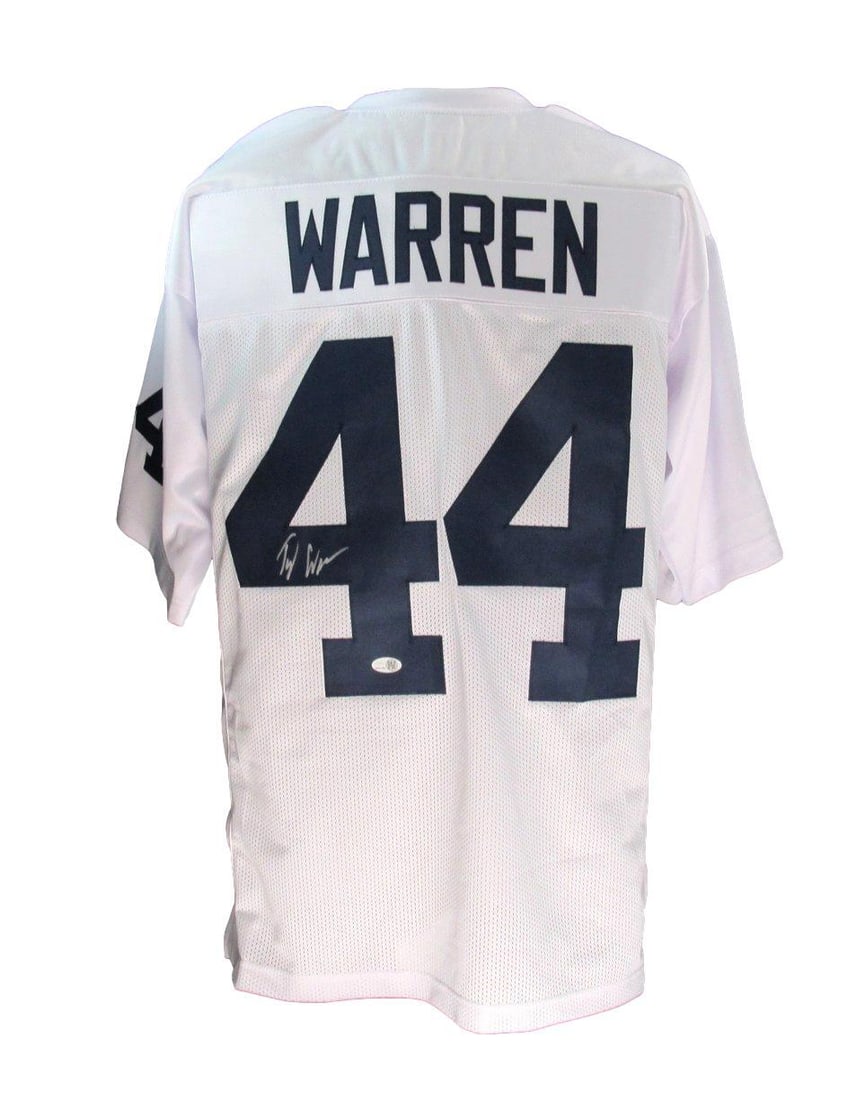 Tyler Warren Autographed White Custom Penn State Football Jersey (JSA 192360): Tyler Warren Autographed White Custom Penn State Football Jersey (JSA 192360) Get ready to rep your Penn State pride with this authentic Tyler Warren autographed white custom football jersey, authenti