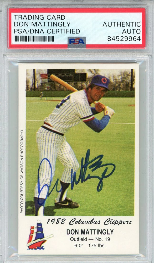 (PSA) Don Mattingly Autographed 1982 Columbus Clippers Police Card: (PSA) Don Mattingly Autographed 1982 Columbus Clippers Police Card Get ready to relive the 1980s baseball scene with this rare and authentic Don Mattingly autographed police card from his time with th