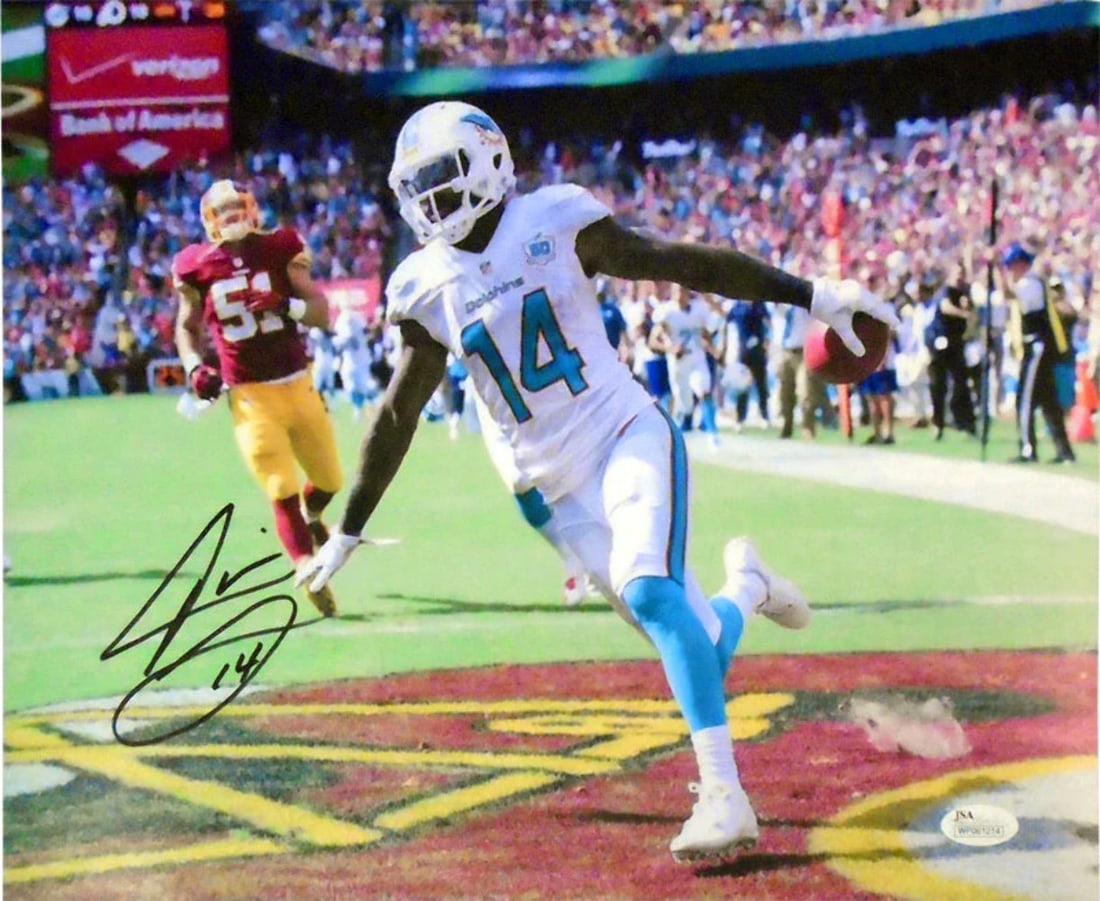 (JSA) Jarvis Landry Autographed Dolphins Game Winning Touchdown 11x14 Photo: (JSA) Jarvis Landry Autographed Dolphins Game Winning Touchdown 11x14 Photo Get ready to celebrate a Dolphins game-winning moment with this incredible 11x14 photo of Jarvis Landry scoring the winning