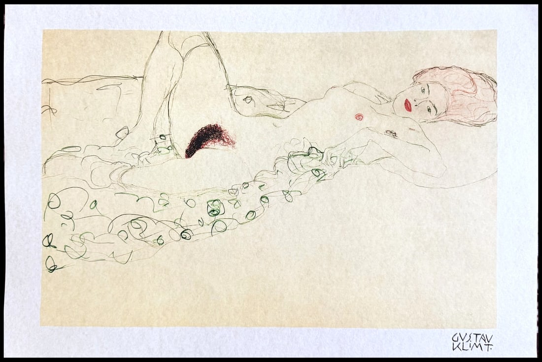 Klimt lithograph numbered op. (1 of 8)
