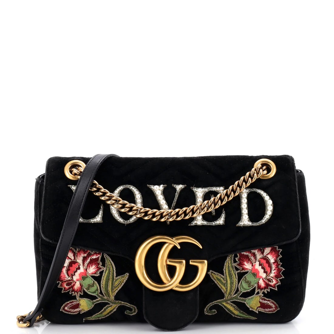 Gucci medium embroidered matelasse velvet flap bag. (1 of 6)
