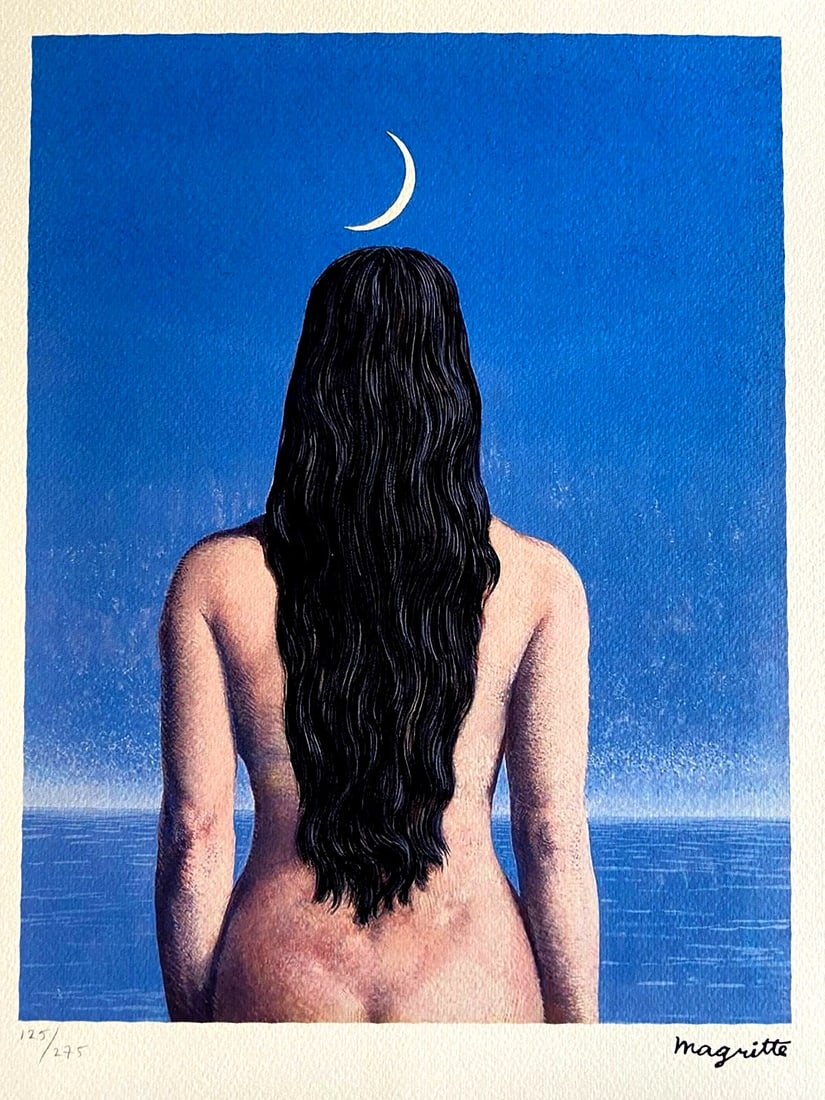 Ren Magritte Numbered Lithograph: Ren Magritte Numbered Lithograph A rare opportunity to own a piece of art history, Ren Magritte's lithograph "The Evening Dress" is a stunning example of the master's unique style. Hand-numbered and