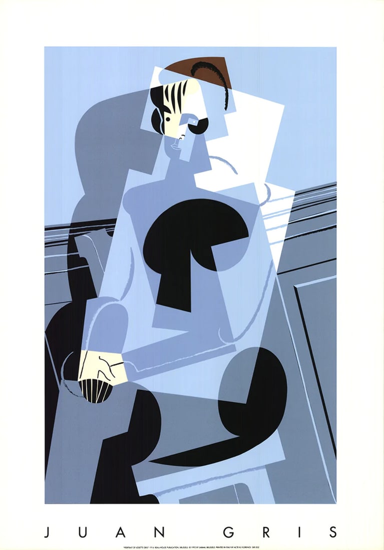JUAN GRIS Portrait of Josette Gris 39.25" x 27.5" Serigraph 1992 Cubism: JUAN GRIS Portrait of Josette Gris 39.25" x 27.5" Serigraph 1992 Cubism Experience the vibrant Cubist style of Juan Gris in his 1992 serigraph, Portrait of Josette Gris. Measuring 39.25" x 27.5",
