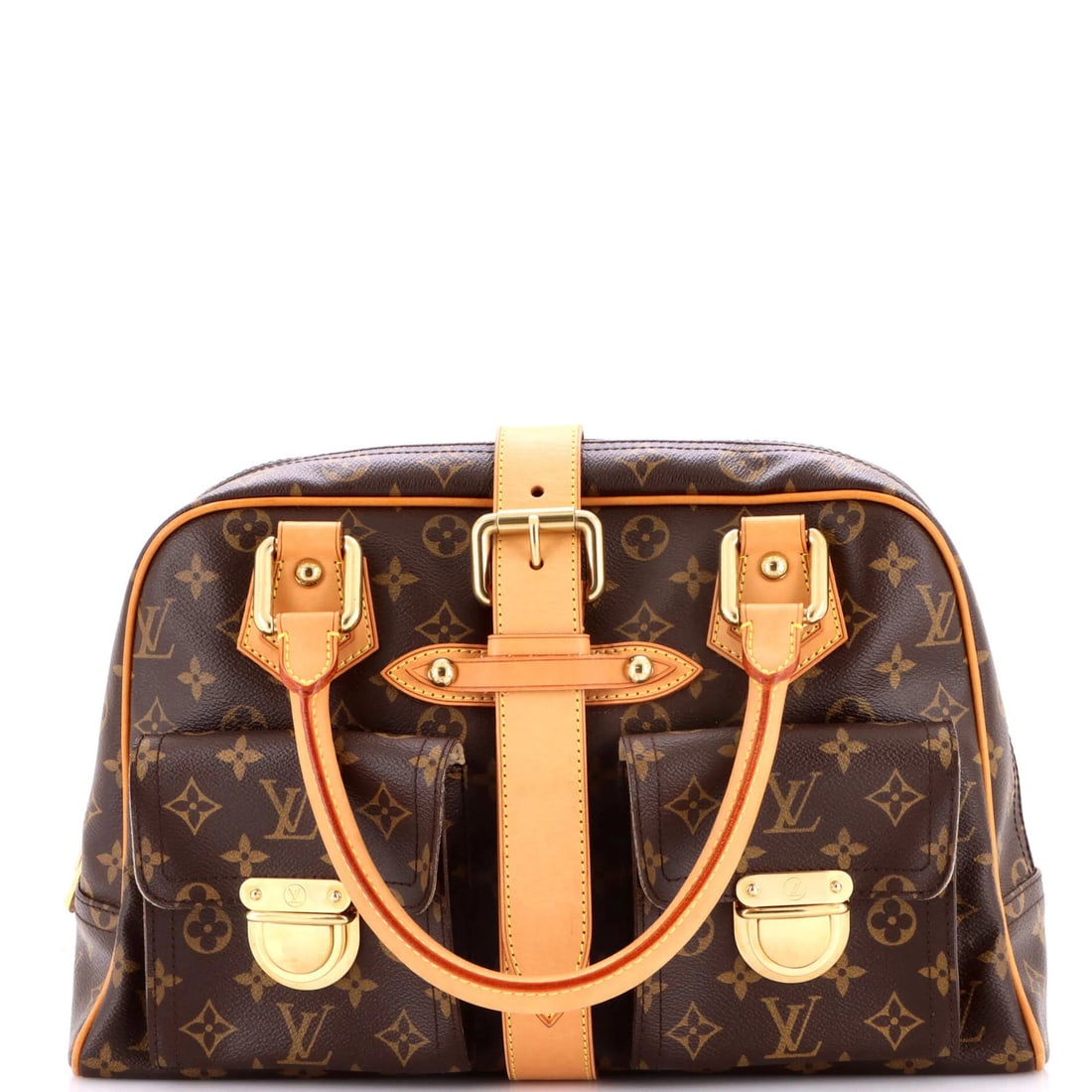 Louis Vuitton handbag canvas monogram Manhattan GM: Louis Vuitton handbag canvas monogram Manhattan GM A timeless classic, the Louis Vuitton Manhattan GM handbag boasts iconic monogram canvas and gold hardware, evoking the luxury of a bygone era. With
