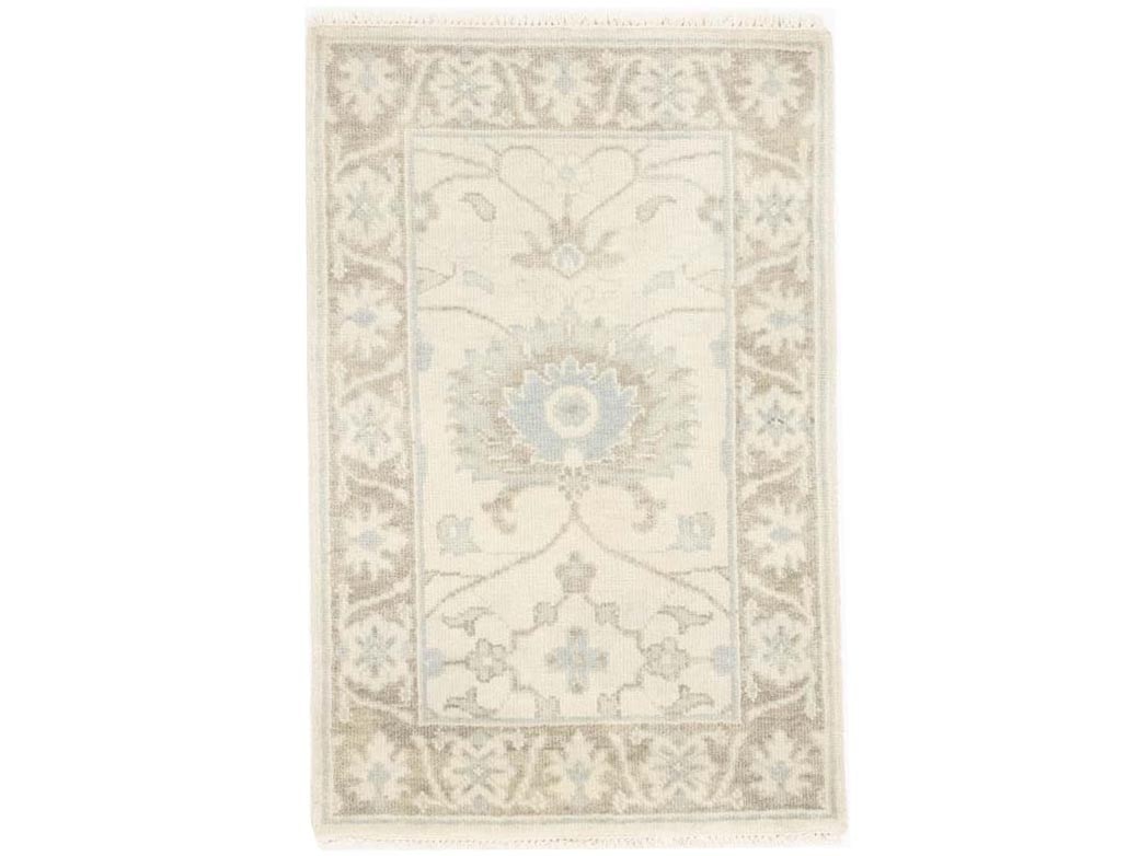 Oriental Home Office Carpet with Muted Ivory Floral Design and Chobi Rug (1 of 14)