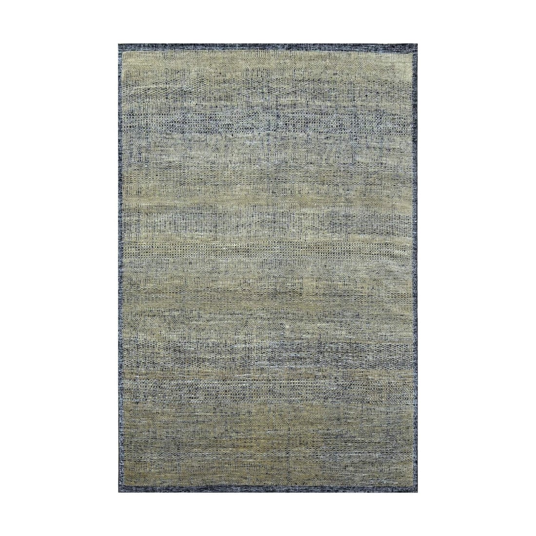 6'x9'2" Brown with Black Oxidized Grass Design Pure Wool Hand Knotted Rug: 6'x9'2" Brown with Black Oxidized Grass Design Pure Wool Hand Knotted Rug Experience the timeless beauty of Indian craftsmanship with this stunning 6'x9'2" brown and black oxidized grass design pure
