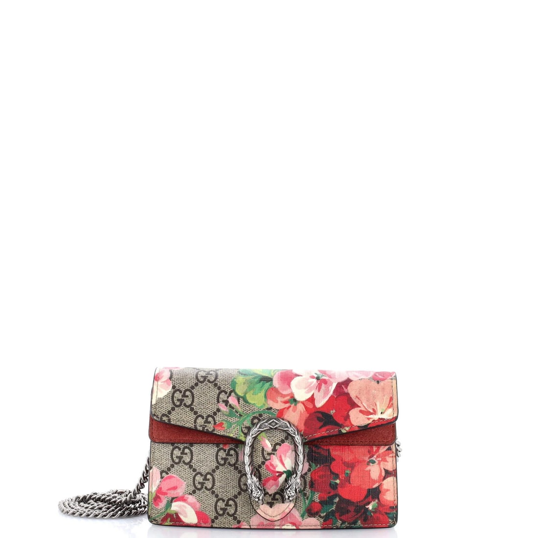 Gucci GG Coated Canvas Blooms Print Super Mini Bag: Gucci GG Coated Canvas Blooms Print Super Mini Bag Add a touch of effortless chic to your daily routine with the Gucci GG Coated Canvas Blooms Print Super Mini Bag, boasting a stunning blooms print