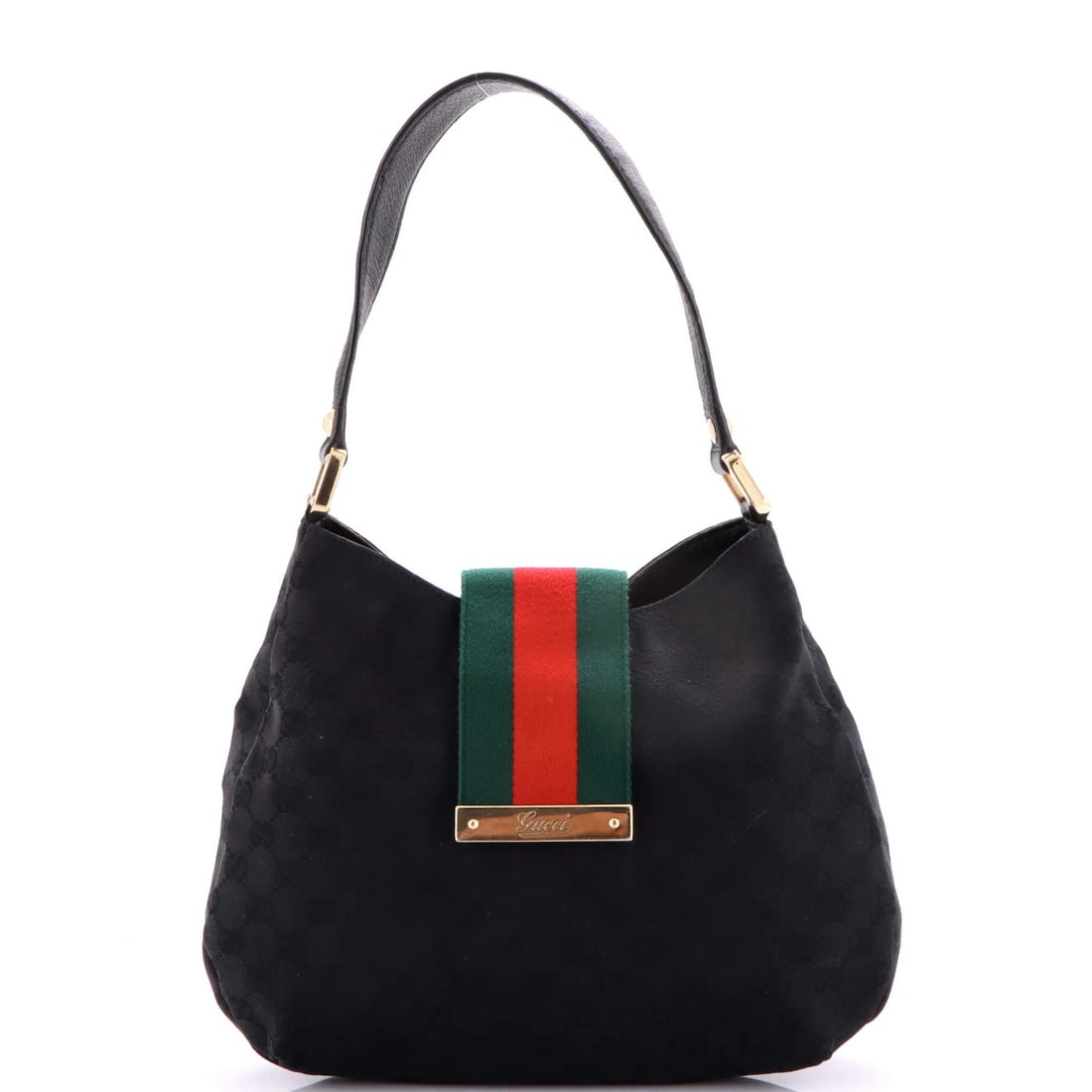 Gucci Medium New Ladies Hobo Web Canvas: Gucci Medium New Ladies Hobo Web Canvas Elevate your everyday style with the iconic Gucci Medium New Ladies Hobo Web Canvas, boasting sleek black canvas exterior and gold-tone hardware details that