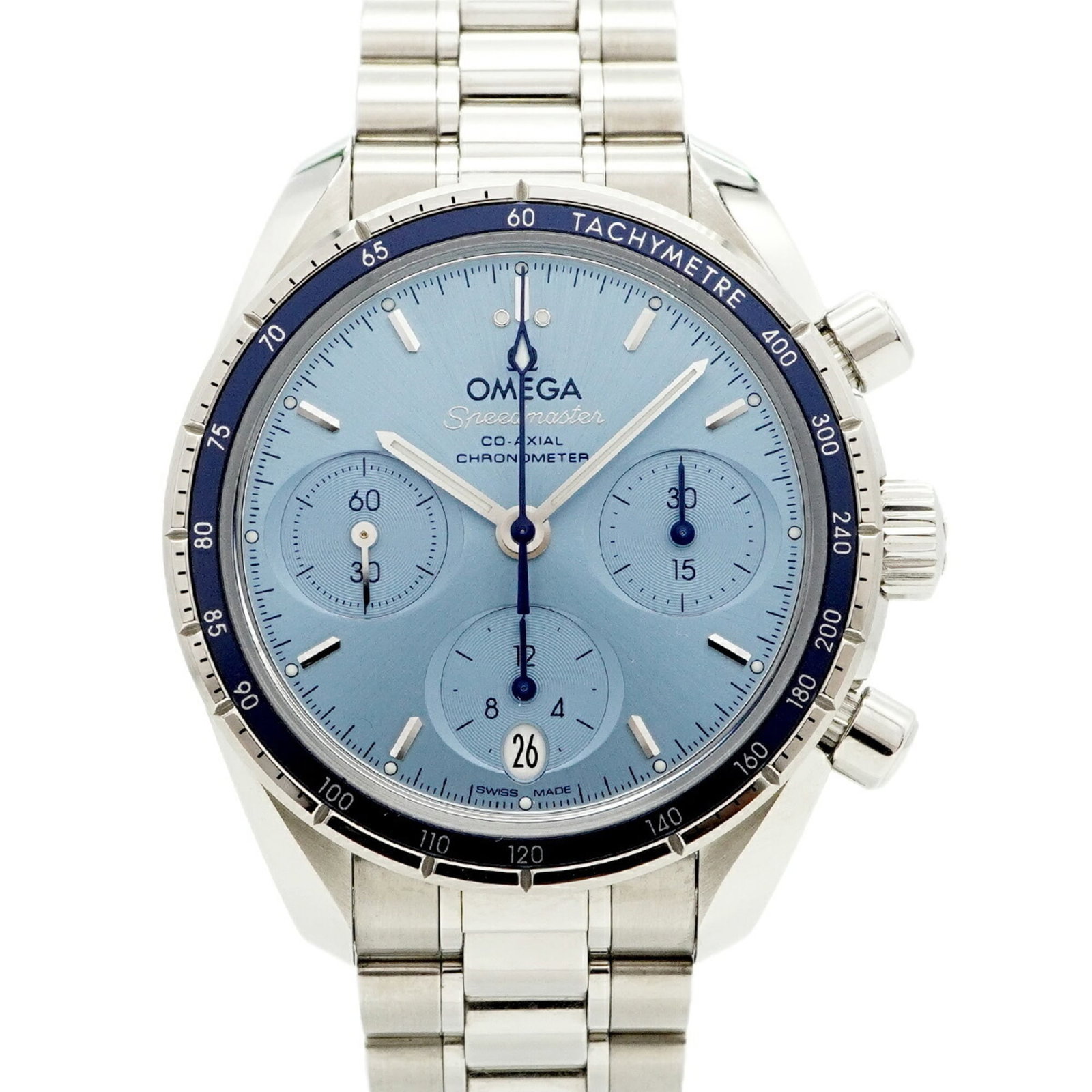 Omega wristwatch: Omega wristwatch A pre-owned Omega wristwatch in excellent condition, boasting a sleek 37.5mm stainless steel case and blue dial, perfect for making a statement with its classic style and timeless des