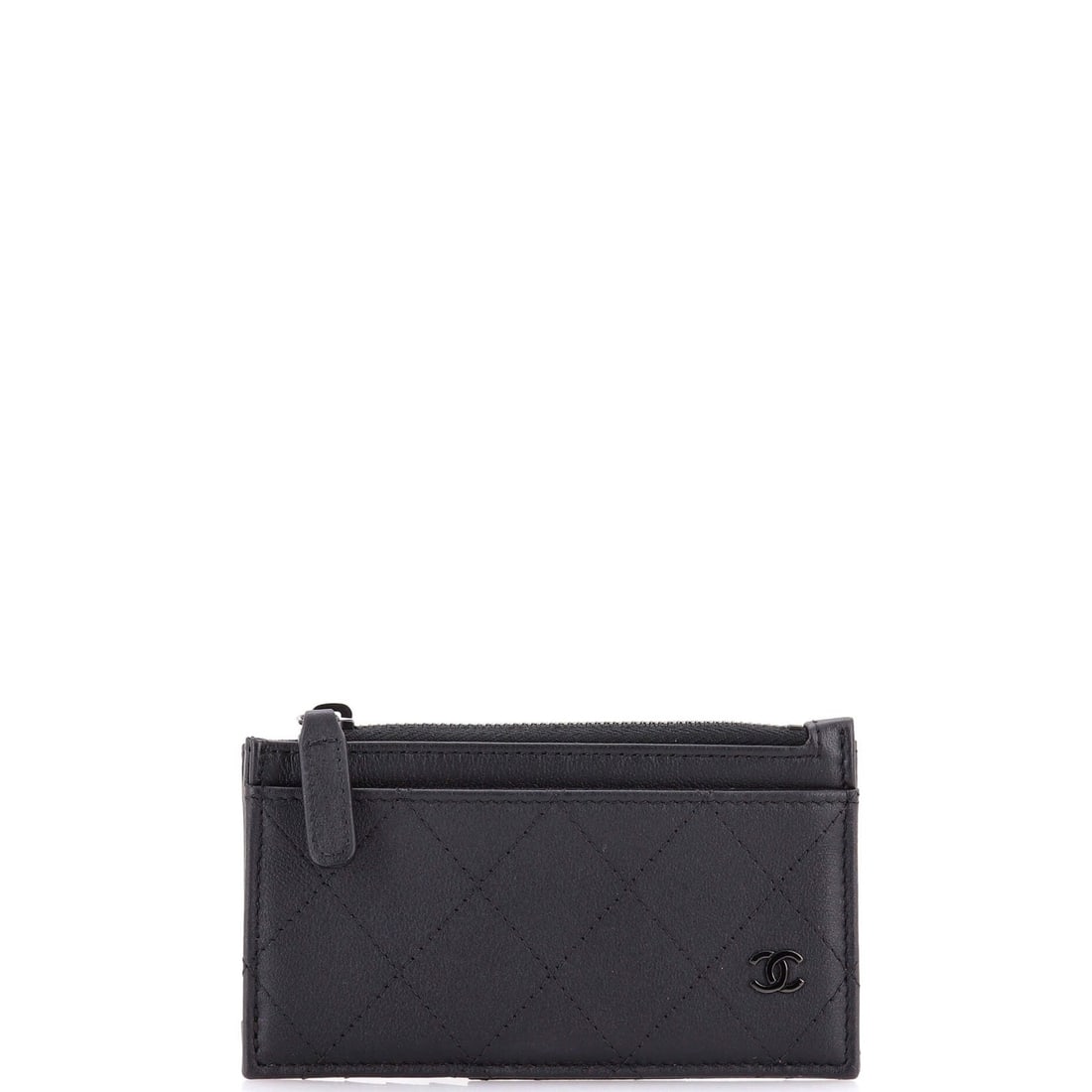 Chanel quilted lambskin card holder with black zip (1 of 6)