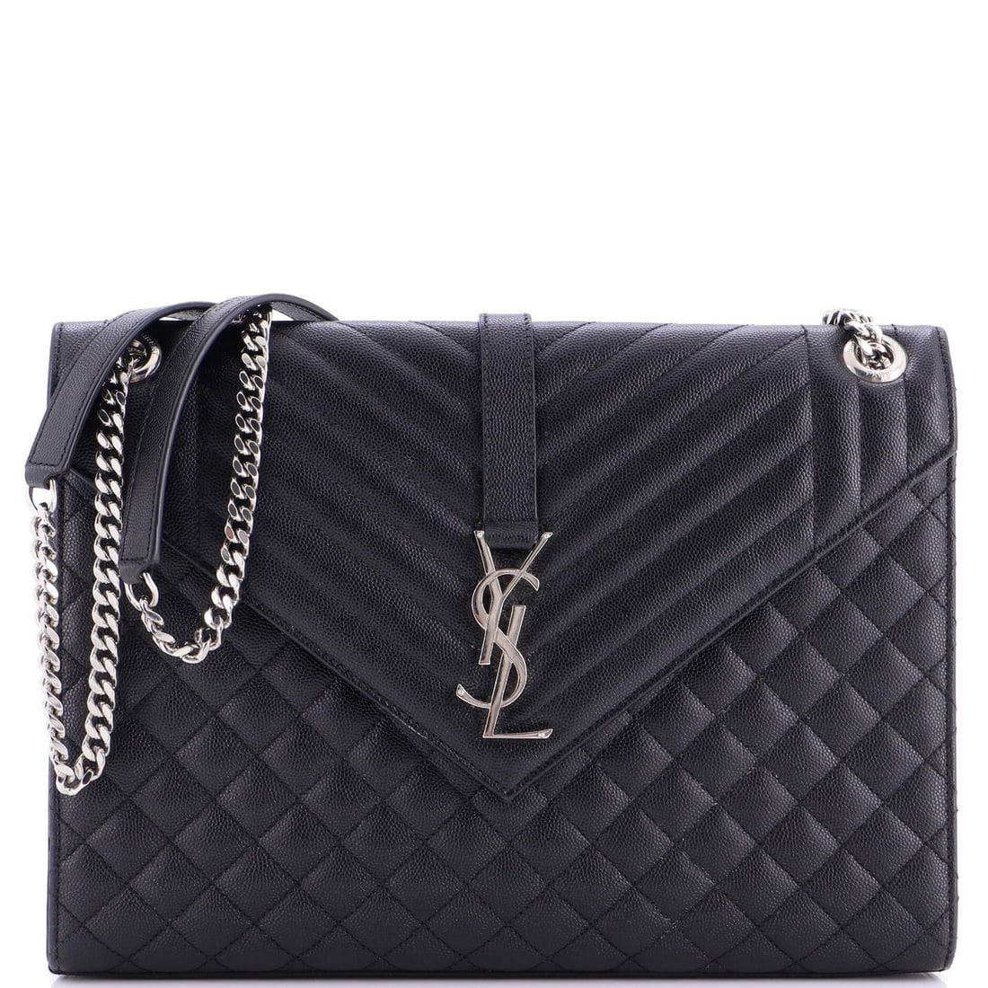 Large classic satchel with monogram envelope and mixed matelasse leather from Saint Laurent. (1 of 8)