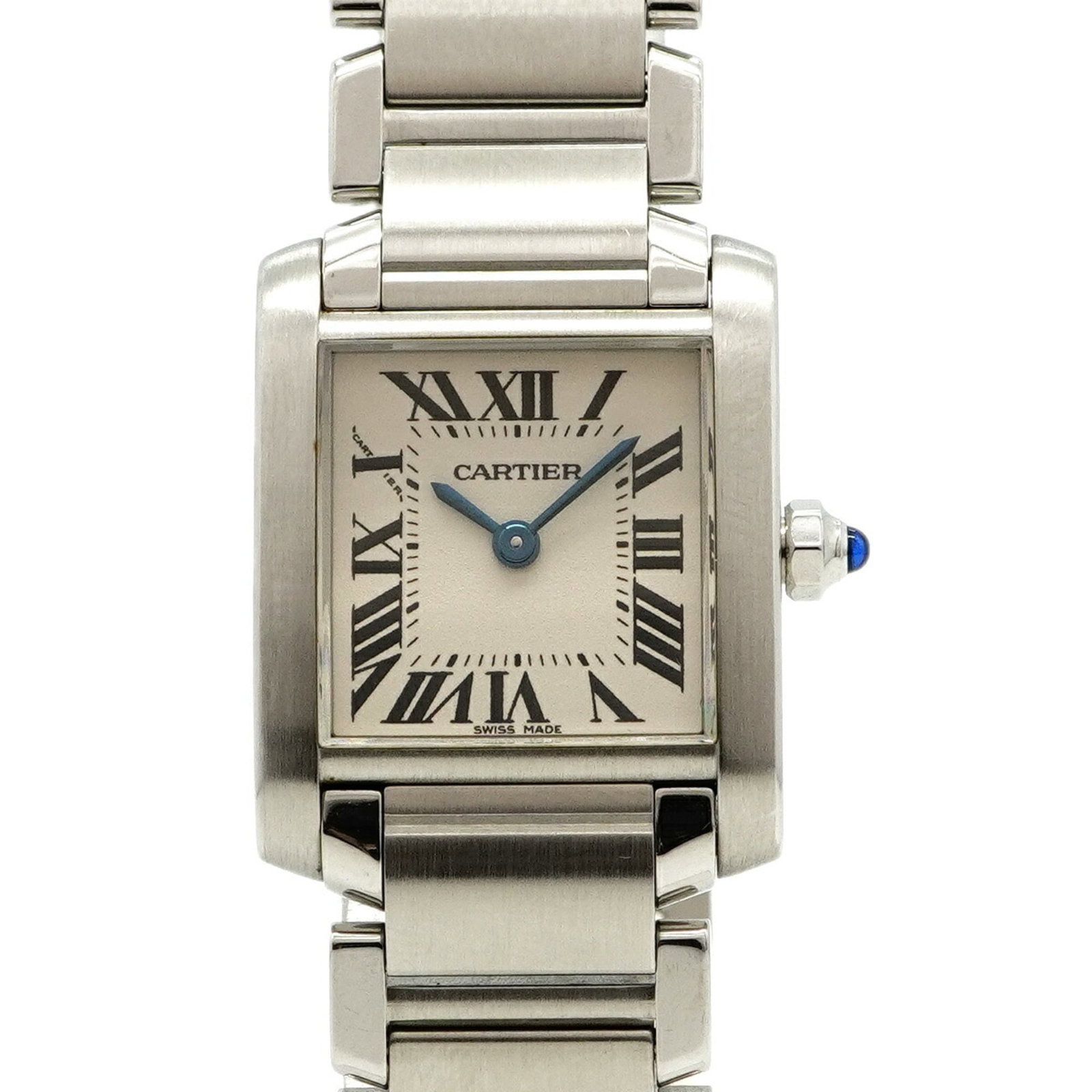 Cartier Wristwatch: Cartier Wristwatch A stunning Cartier wristwatch in excellent condition, this ivory-dialled timepiece boasts sleek stainless steel details and a classic 20.1mm case size that exudes timeless elegance.