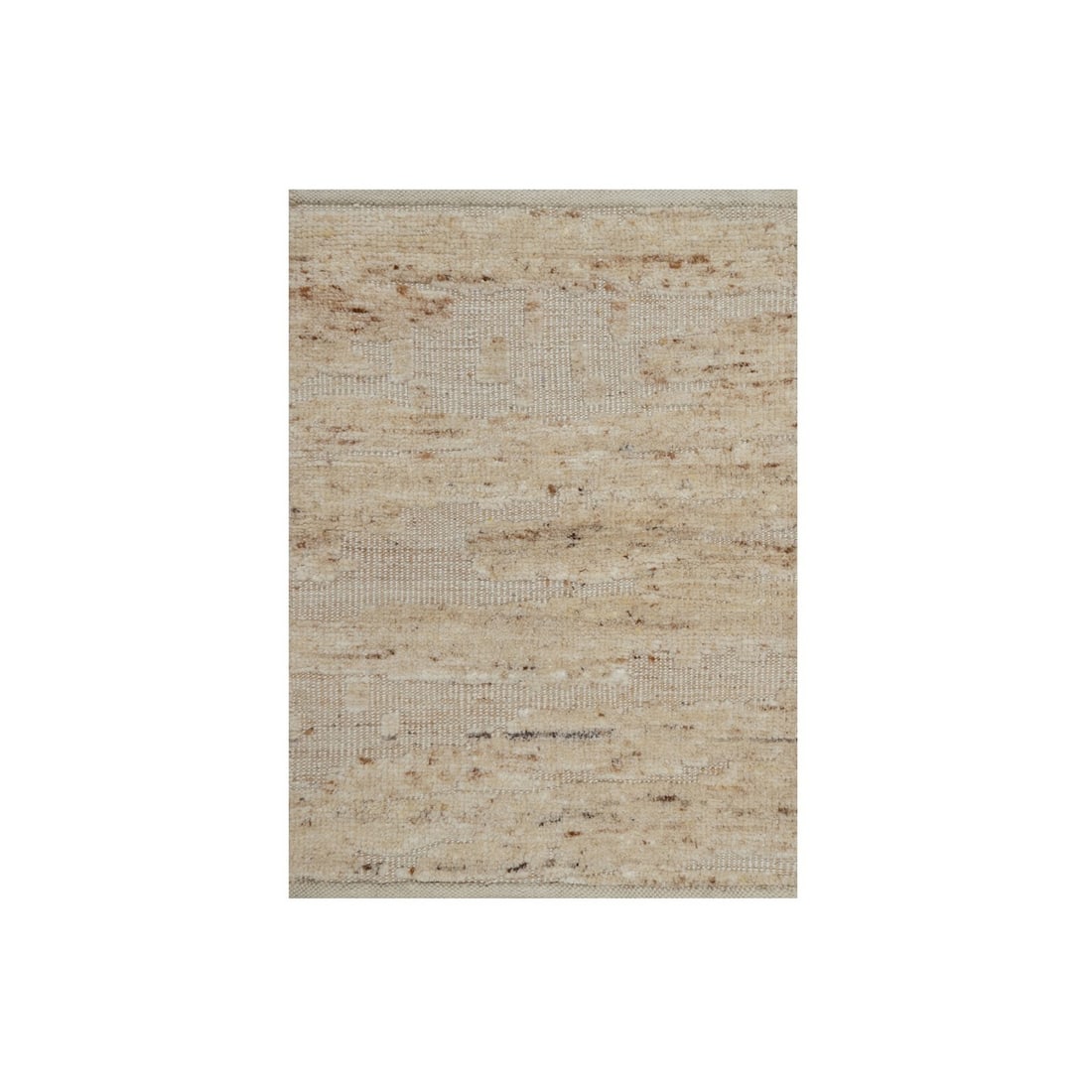 2'2"x3'4" Ivory Hand Knotted Textured Modern Pure Wool Mat Sample Rug (1 of 8)
