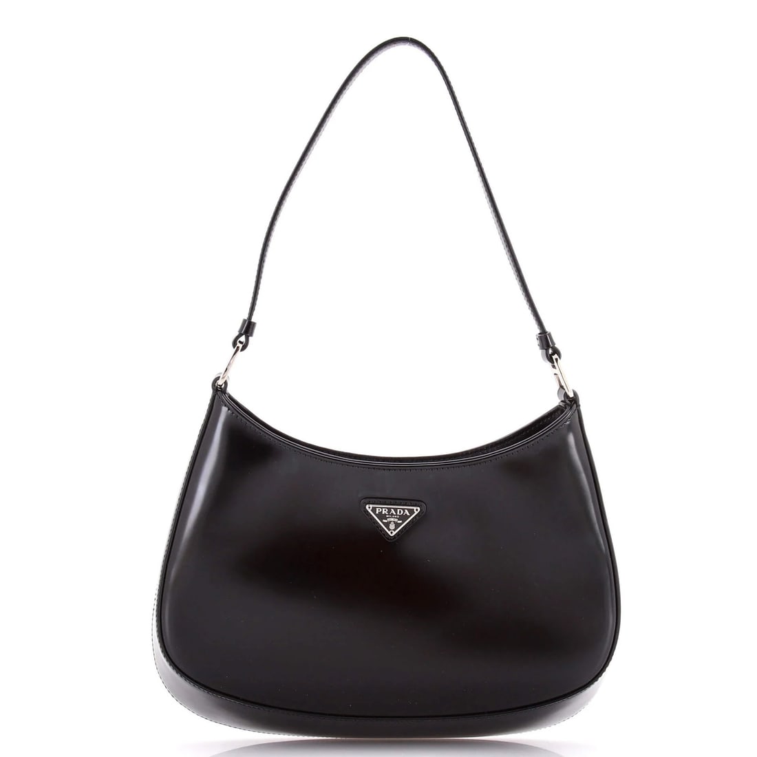 Prada Cleo Shoulder Bag Spazzolato Leather Medium: Prada Cleo Shoulder Bag Spazzolato Leather Medium The Prada Cleo Shoulder Bag is a sleek and sophisticated accessory that exudes luxury. With its patent leather exterior in rich black, this