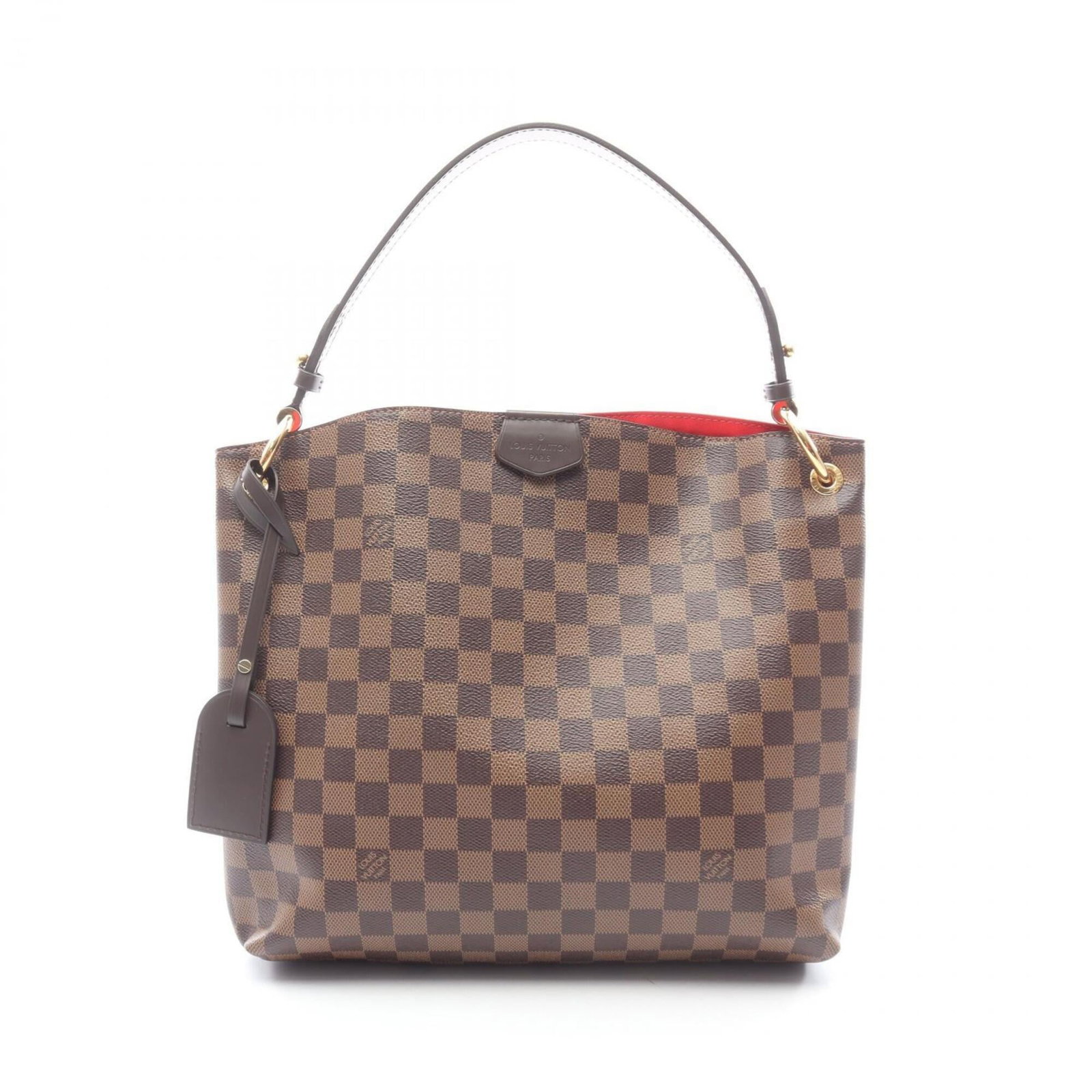 Leather Louis Vuitton Coated Canvas Shoulder Bag: Leather Louis Vuitton Coated Canvas Shoulder Bag Experience the timeless elegance of Louis Vuitton with this stunning brown Ebene coated canvas shoulder bag, featuring premium leather accents and a
