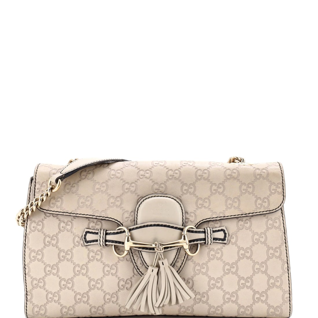 Gucci medium leather bag chain flap Emily Guccissima: Gucci medium leather bag chain flap Emily Guccissima The Gucci Emily Chain Flap Bag is a timeless piece of luxury, boasting a neutral exterior and rich gold tone hardware that adds a touch of sophisti