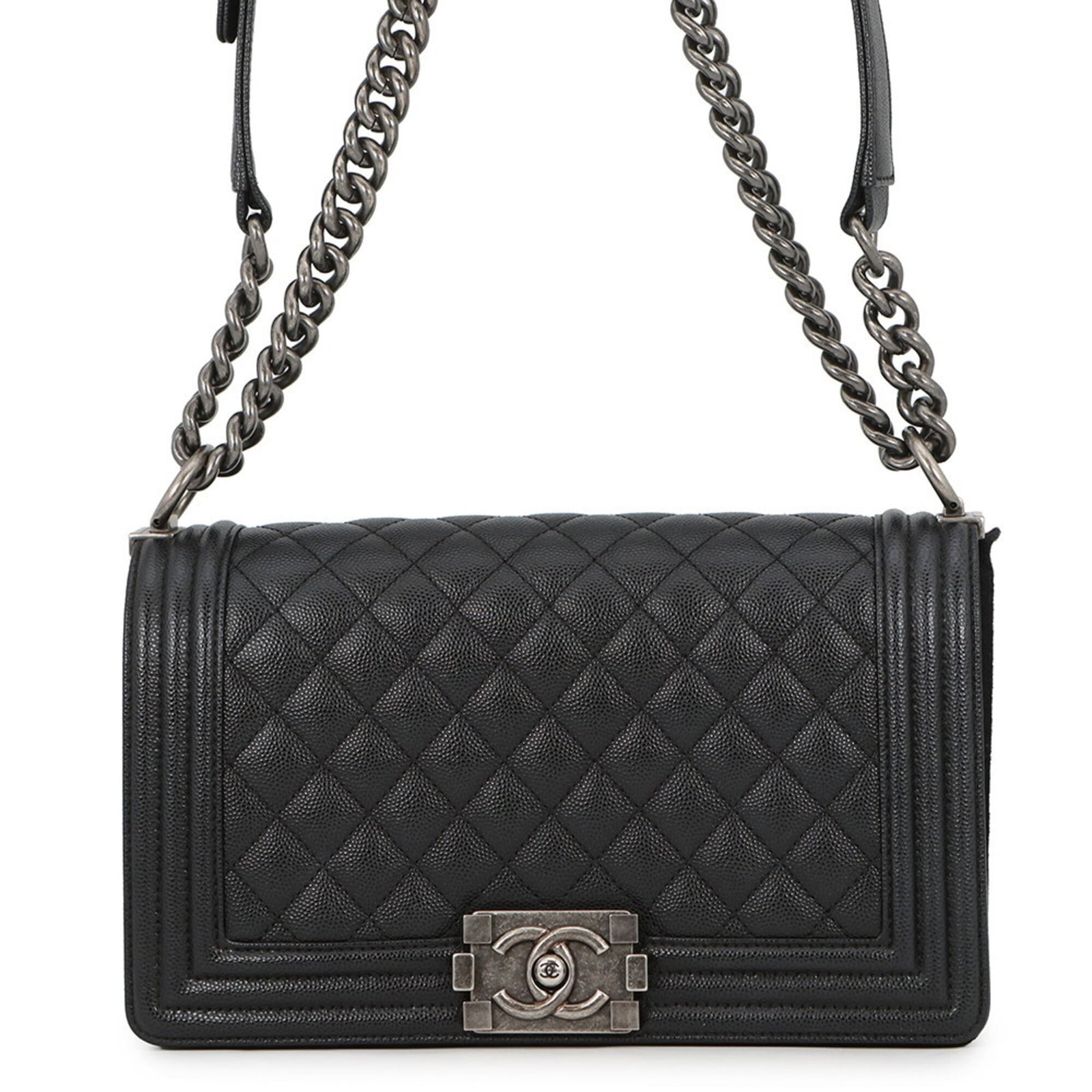 Chanel Handbag, Shoulder Bag Grained Calfskin: Chanel Handbag, Shoulder Bag Grained Calfskin A sleek and sophisticated Chanel shoulder bag, crafted from rich grained calfskin in a timeless black hue, adds an air of elegance to any outfit. With