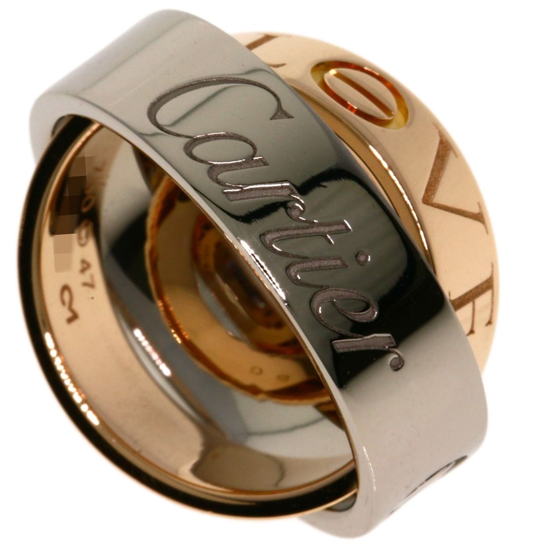 CARTIER secret love ring #47 Ring K18 White Gold 18K Pink Gold: CARTIER secret love ring #47 Ring K18 White Gold 18K Pink Gold A stunning Cartier secret love ring, #47, in 18k K18 white gold and pink gold, exudes elegance with its sleek design and luxurious feel.