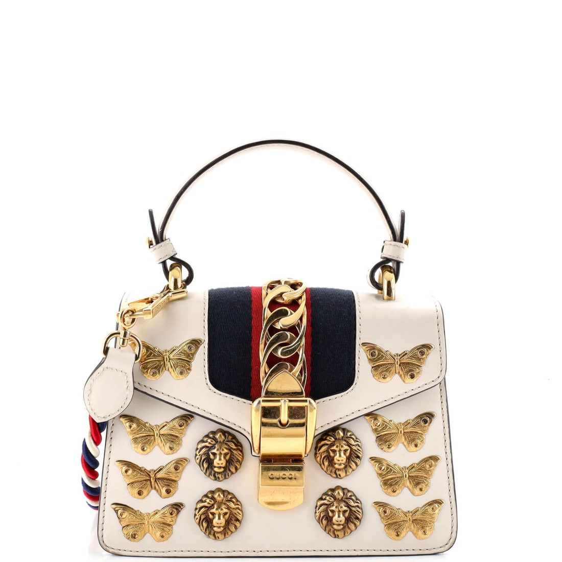 Gucci Sylvie Top Handle Bag Embellished Leather Mini (1 of 6)