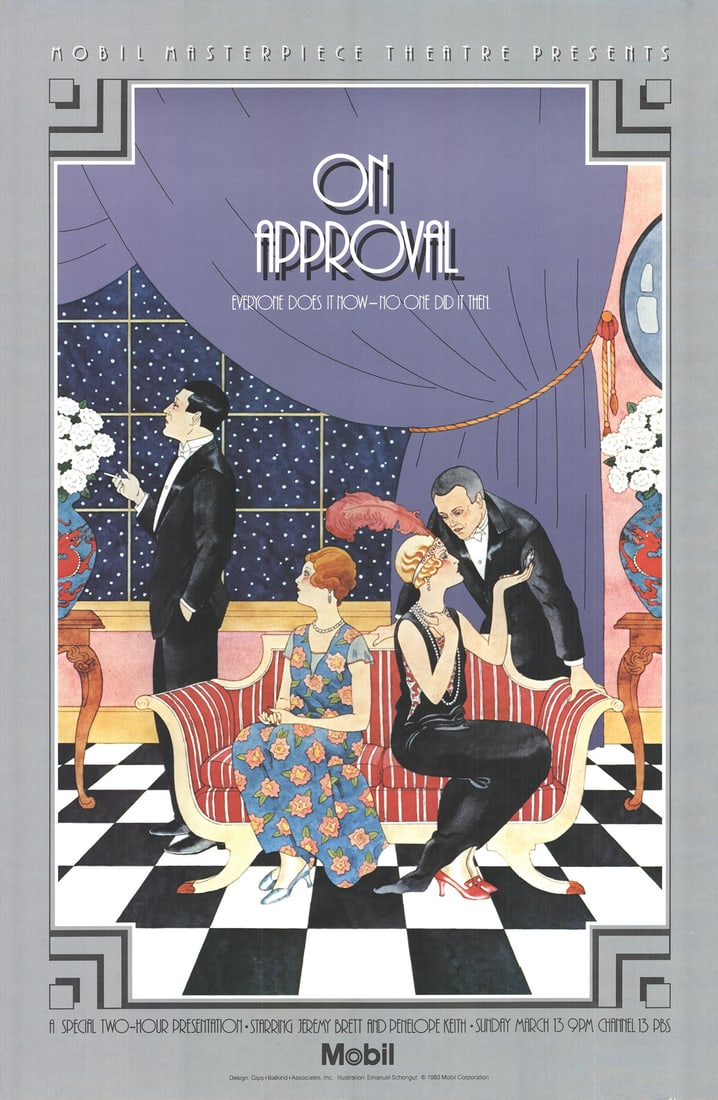 EMANUEL SCHONGUT On Approval 46" x 30" Offset Lithograph 1983 Contemporary: EMANUEL SCHONGUT On Approval 46" x 30" Offset Lithograph 1983 Contemporary Emanuel Schongut's 1983 offset lithograph, On Approval, is a striking example of contemporary American art. Measuring 46 x