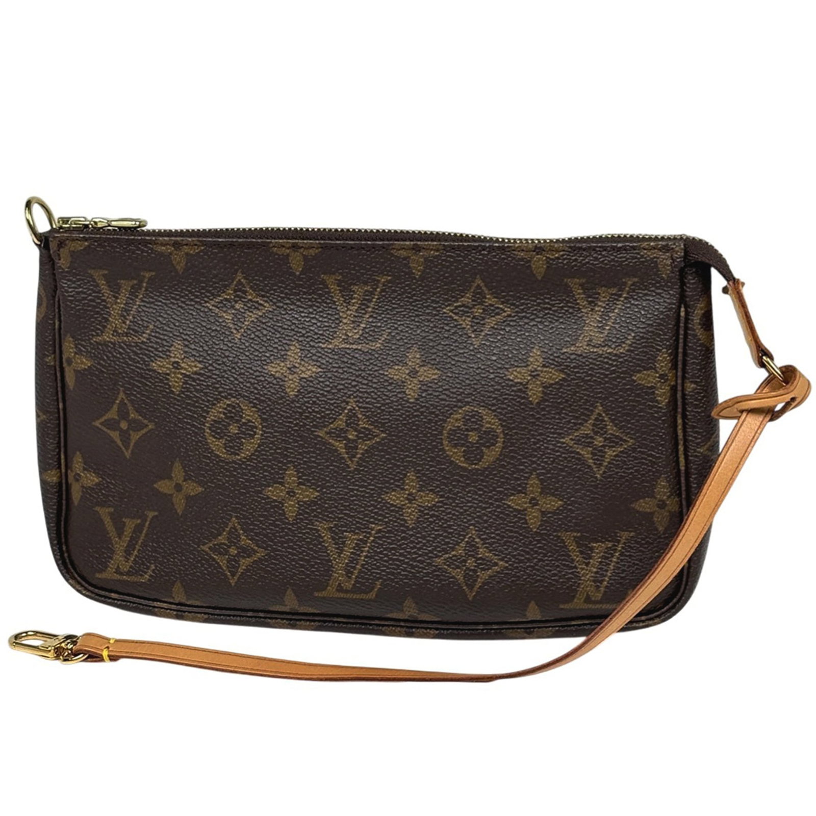 Louis Vuitton Monogram Pouch: Louis Vuitton Monogram Pouch Add a touch of timeless elegance to your daily essentials with this iconic Louis Vuitton Monogram Pouch. Made from high-quality monogram canvas, this classic brown pouch b