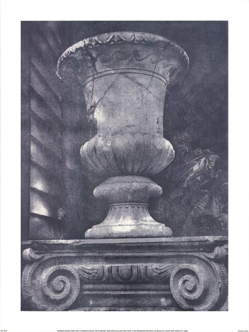 ESTEBAN CHAVEZ Ionic Urn 32" x 24" Offset Lithograph 1997 Photography Black & Wh: ESTEBAN CHAVEZ Ionic Urn 32" x 24" Offset Lithograph 1997 Photography Black & Wh A stunning 1997 offset lithograph by Esteban Chavez, Ionic Urn showcases the artist's mastery of black and white