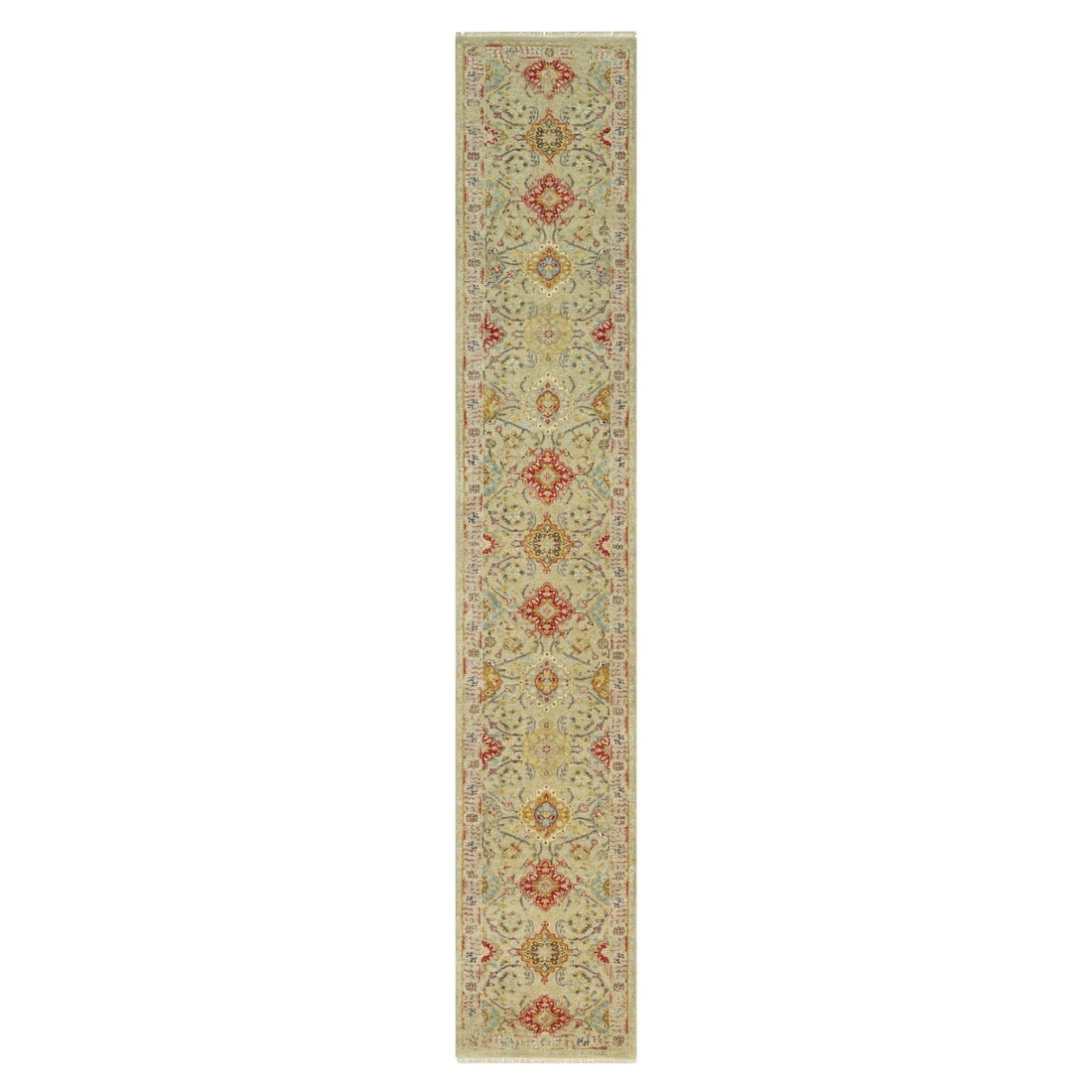2'9"x15'10" Beige Wool and Silk Sunset Hand Knotted Runner Oriental Rug (1 of 8)