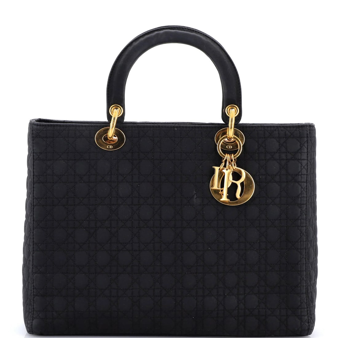 Christian Dior vintage lady bag with cannage quilt and large nylon.: Christian Dior vintage lady bag with cannage quilt and large nylon. A true vintage treasure, this iconic Christian Dior Lady bag boasts the signature cannage quilt design and large nylon exterior in